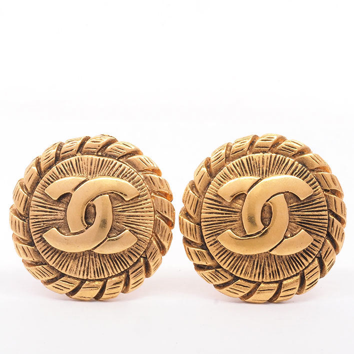 Vintage Chanel Earrings Round Medallion