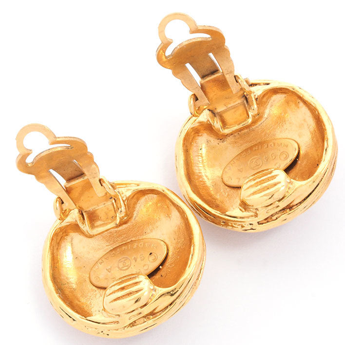 Vintage Chanel Earrings Round Swirl