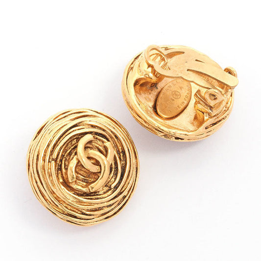 Vintage Chanel Earrings Round Swirl