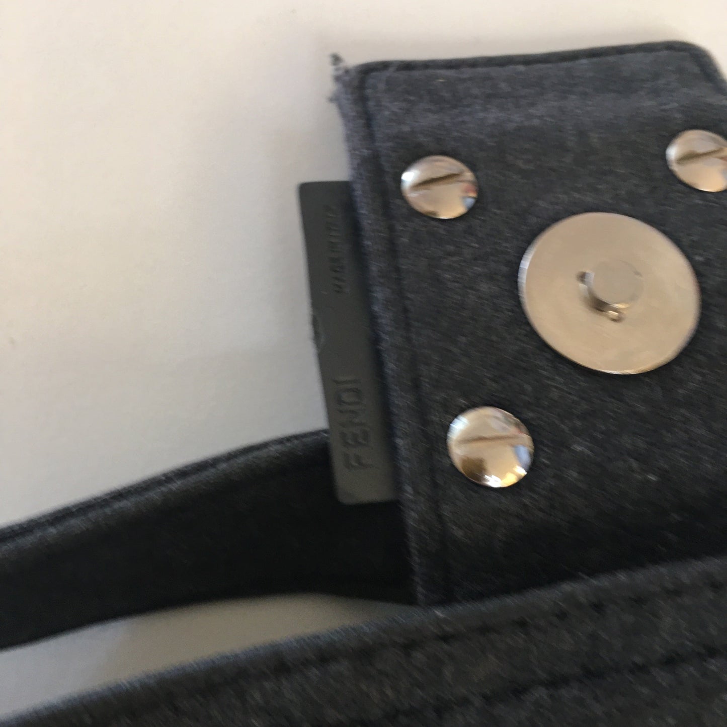 FENDI Baguette Shoulder Bag in Grey Fabric