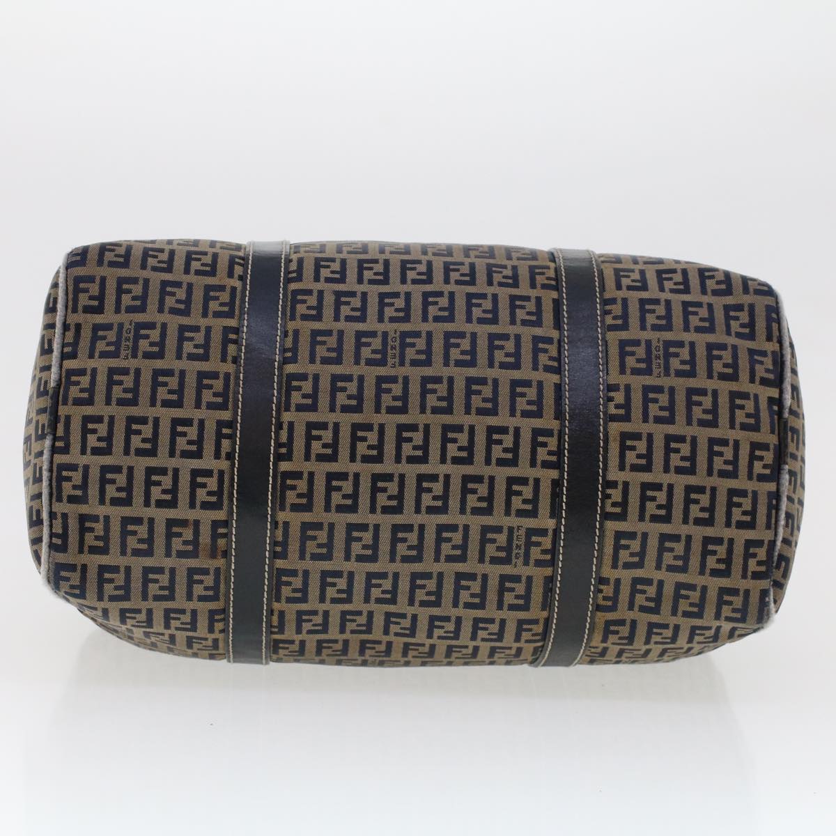 FENDI Zucchino Canvas Hand Bag Leather Navy