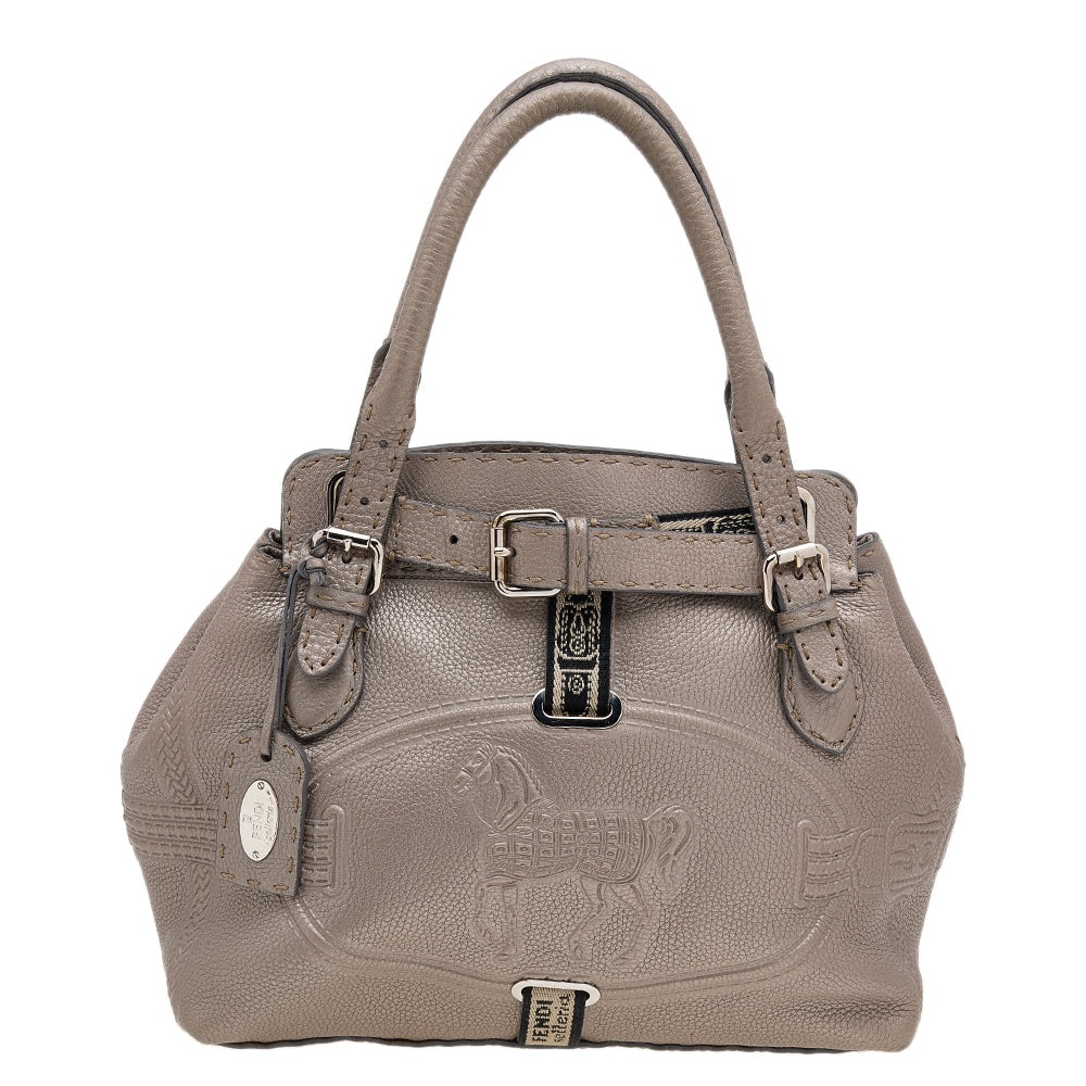 Fendi Grey Selleria Villa Borghese Tote