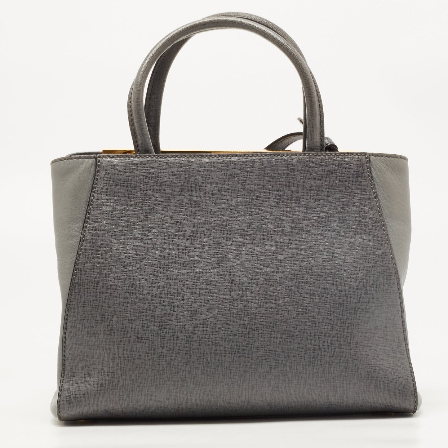 FENDI Grey Leather Small 2Jours Tote