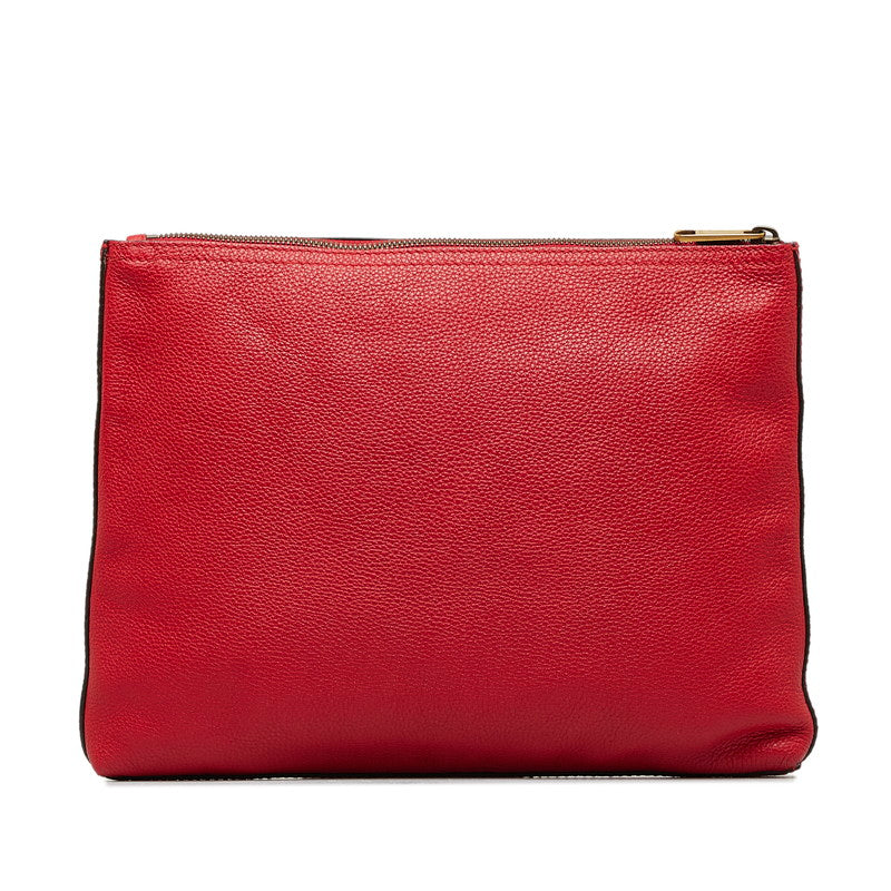 Gucci Medium Portferio Logo Clutch Bag Second Bag Pouch 500981 Red Leather