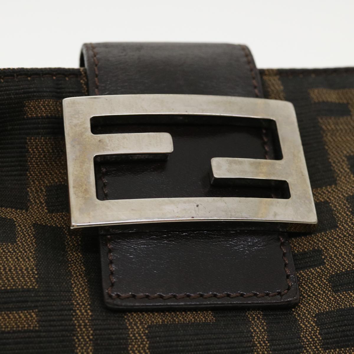 FENDI Zucca Canvas Shoulder Bag Brown Black