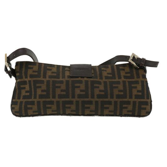 FENDI Zucca Canvas Shoulder Bag Brown Black