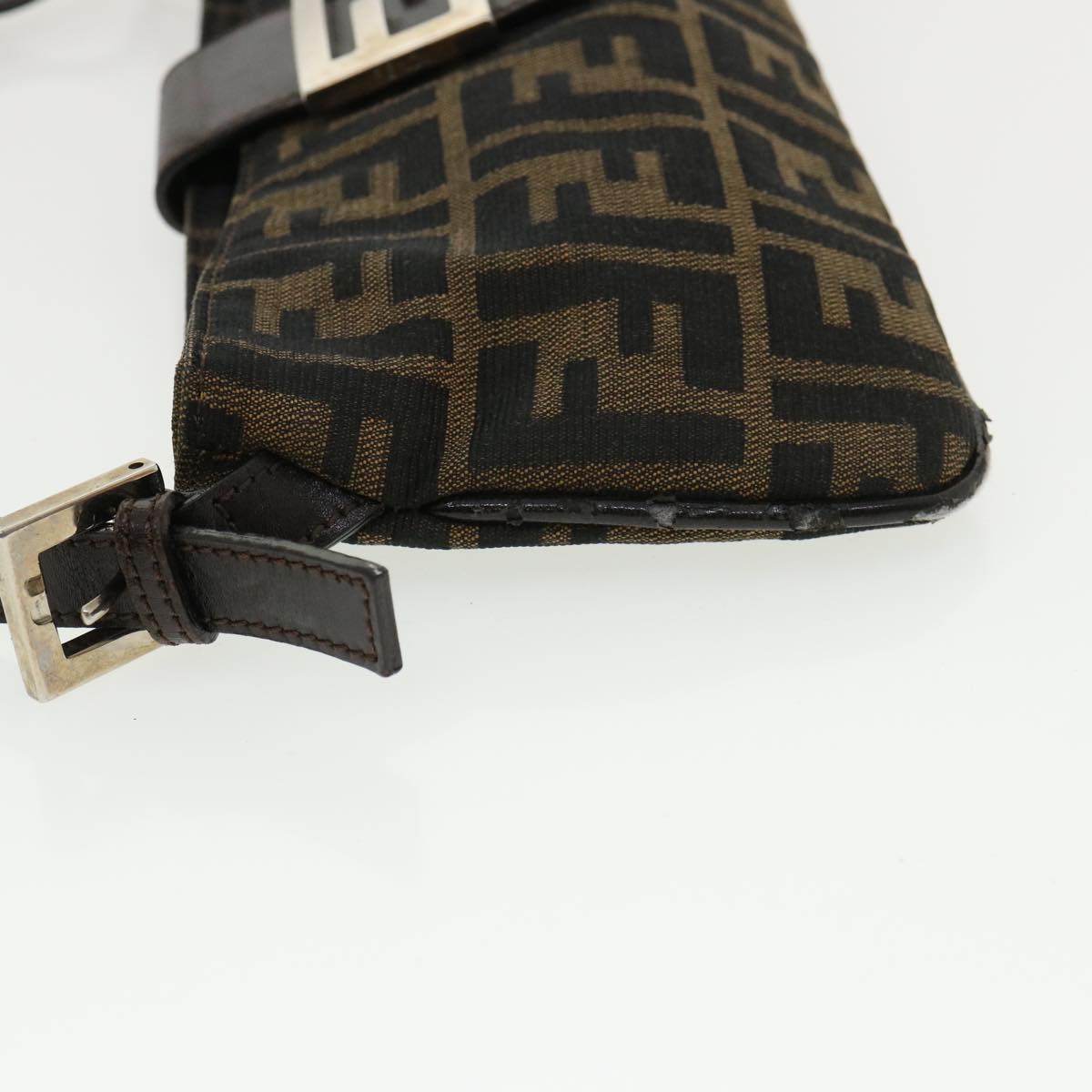 FENDI Zucca Canvas Shoulder Bag Brown Black