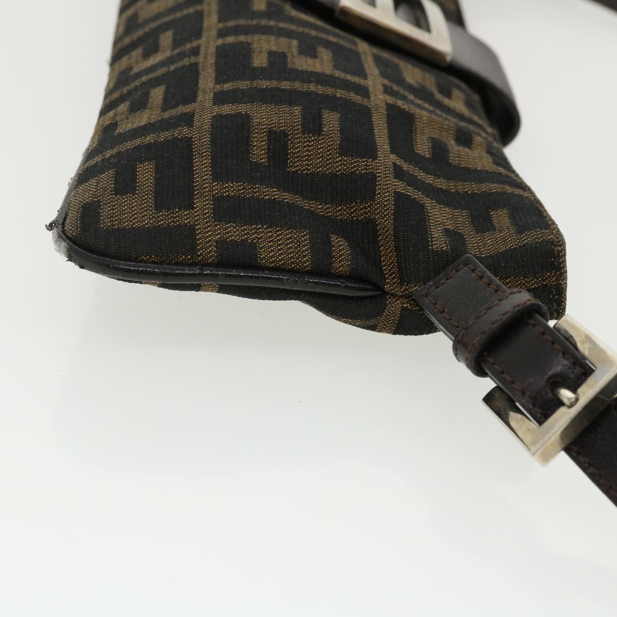 FENDI Zucca Canvas Shoulder Bag Brown Black