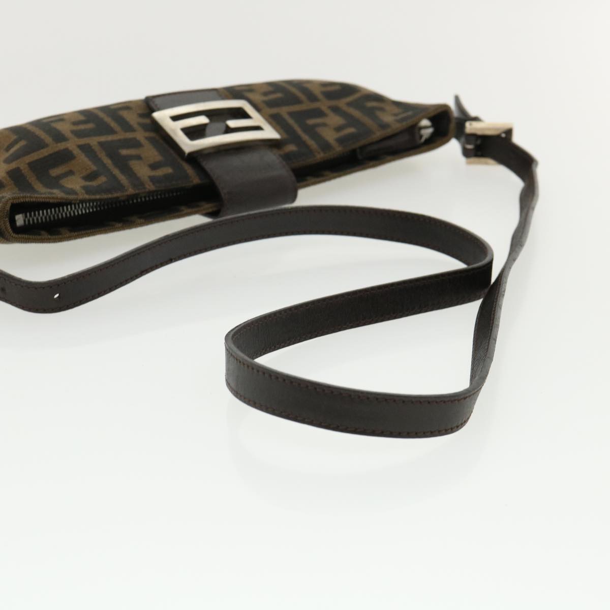 FENDI Zucca Canvas Shoulder Bag Brown Black