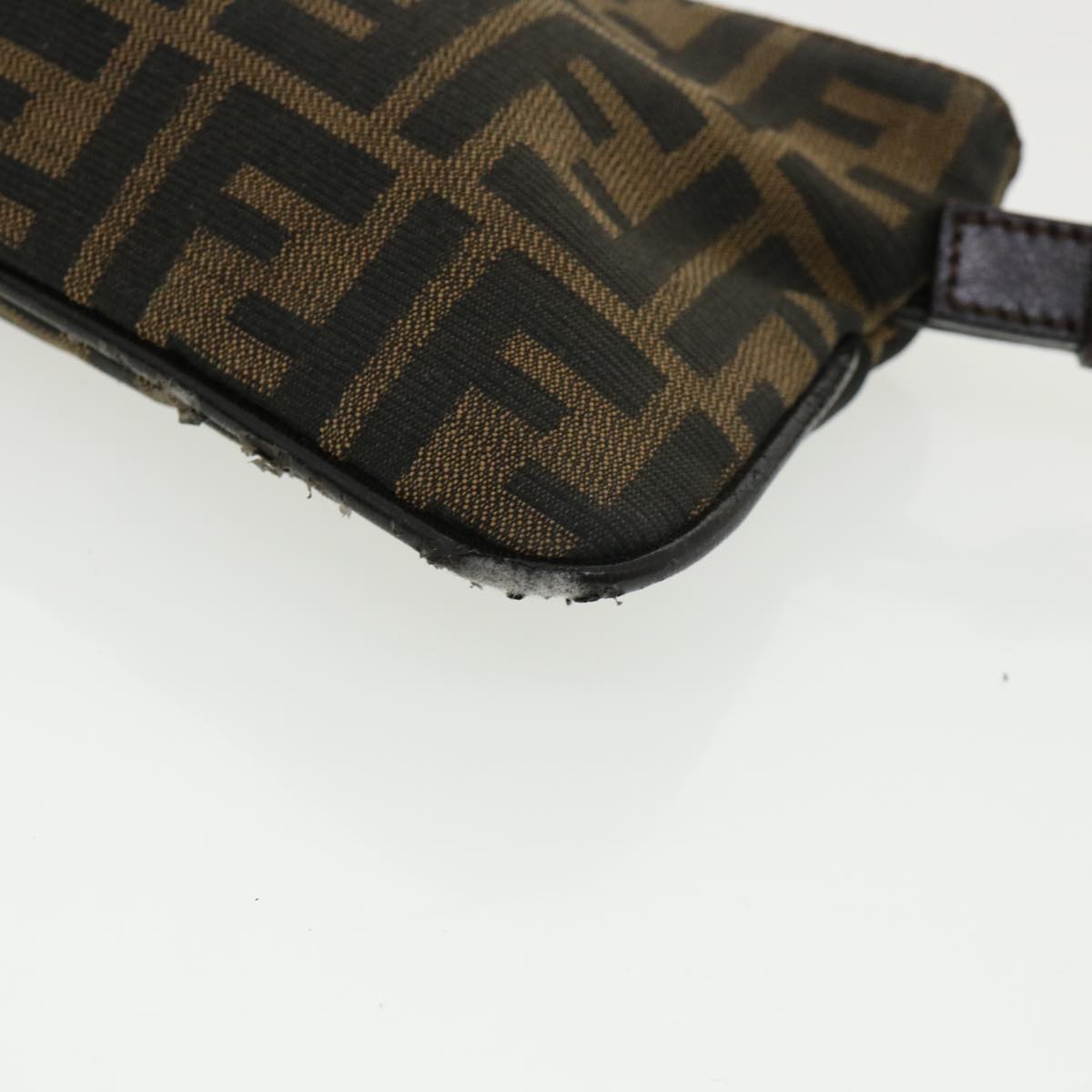 FENDI Zucca Canvas Shoulder Bag Brown Black