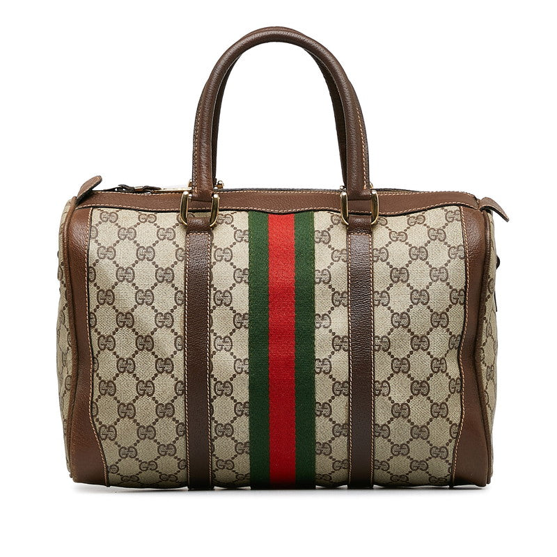 Gucci GG Supreme Sherry Line Mini Boston Bag Handbag Stripe