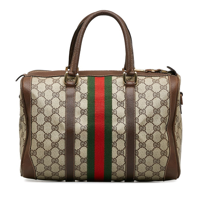 Gucci GG Supreme Sherry Line Mini Boston Bag Handbag Stripe