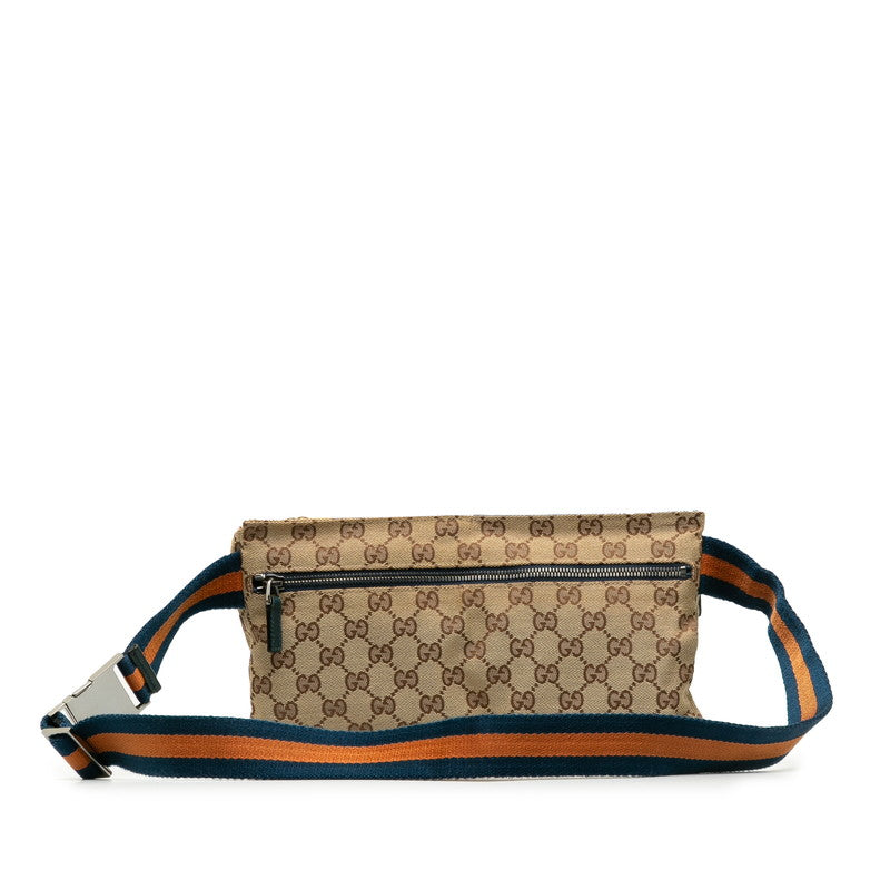 Gucci Monogram Belt Bag Waist Bag 28566 Beige Navy Canvas Leather