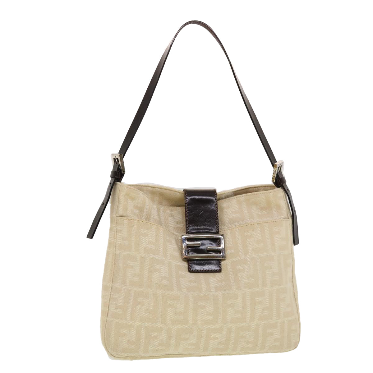 FENDI Zucca Canvas Mamma Baguette Shoulder Bag Beige