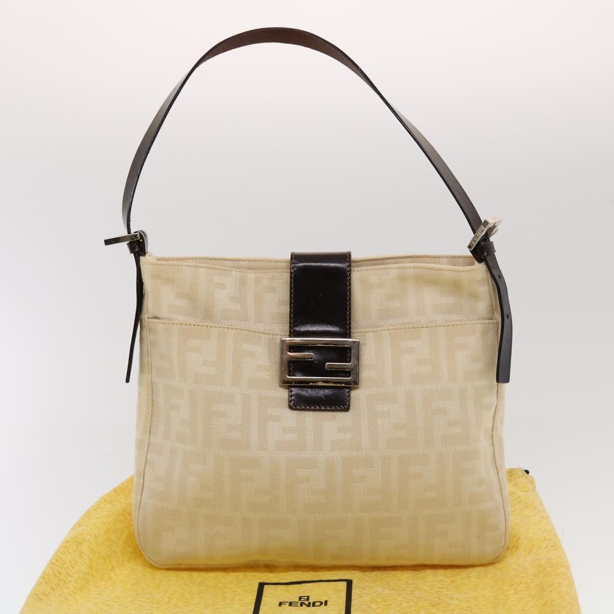 FENDI Zucca Canvas Mamma Baguette Shoulder Bag Beige