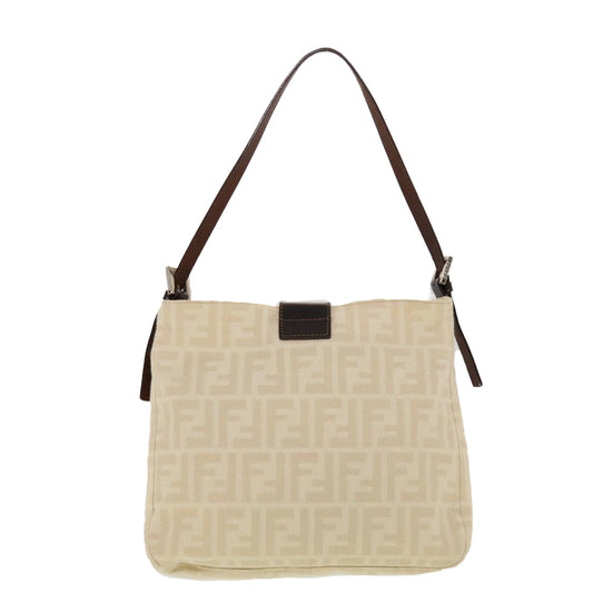 FENDI Zucca Canvas Mamma Baguette Shoulder Bag Beige