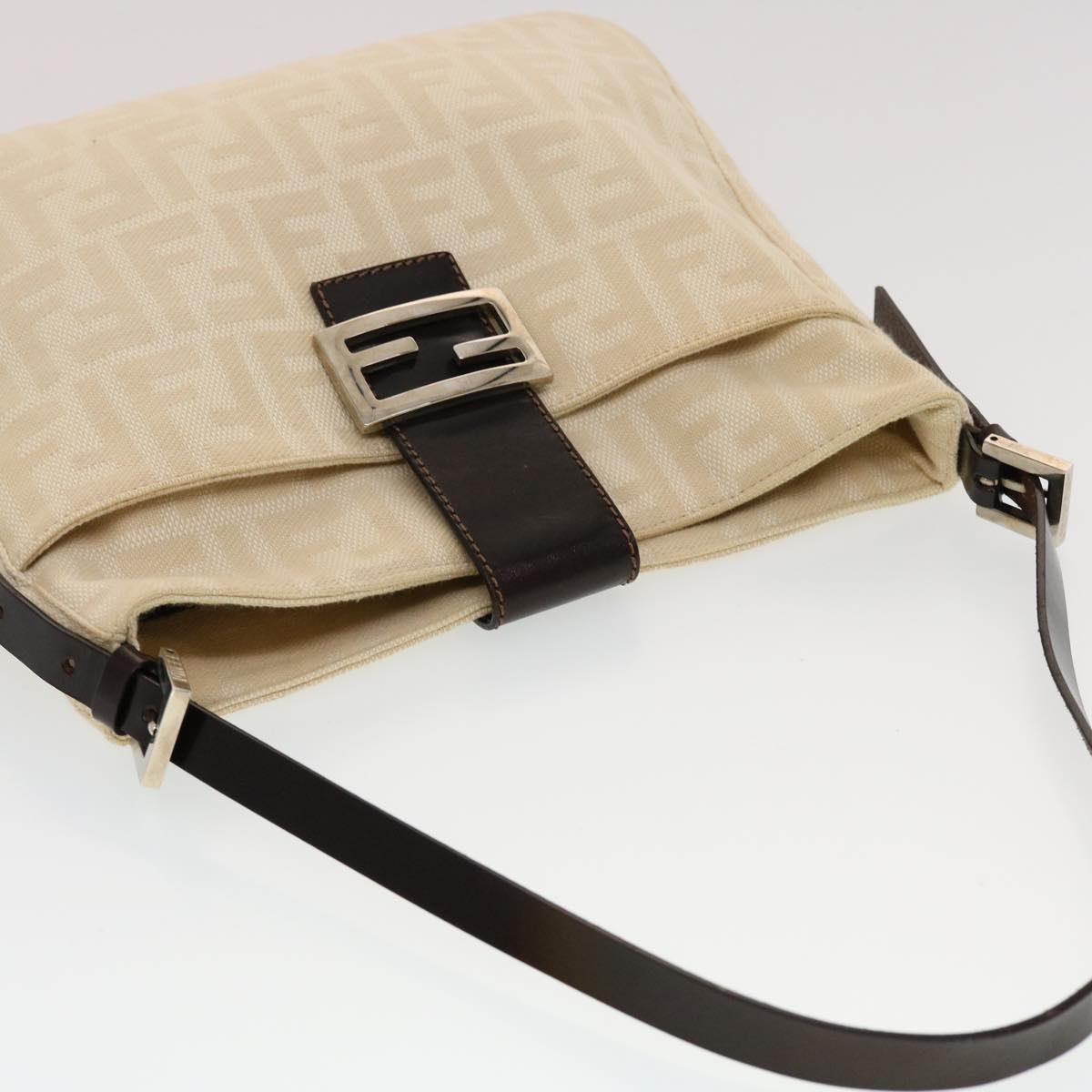 FENDI Zucca Canvas Mamma Baguette Shoulder Bag Beige