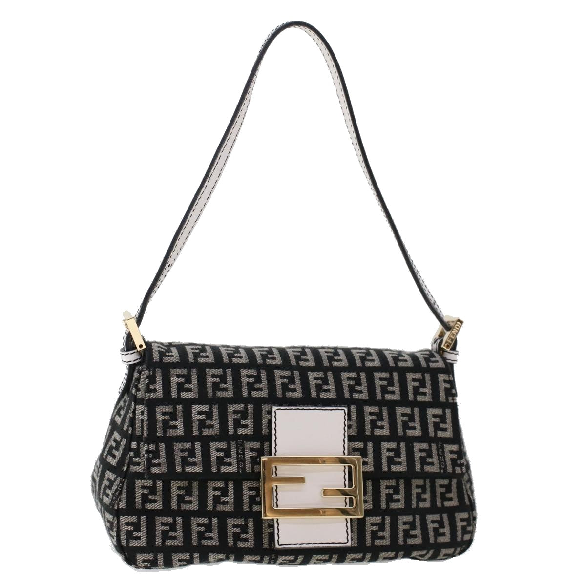 FENDI Zucchino Canvas Mini mamma bucket Hand Bag Black