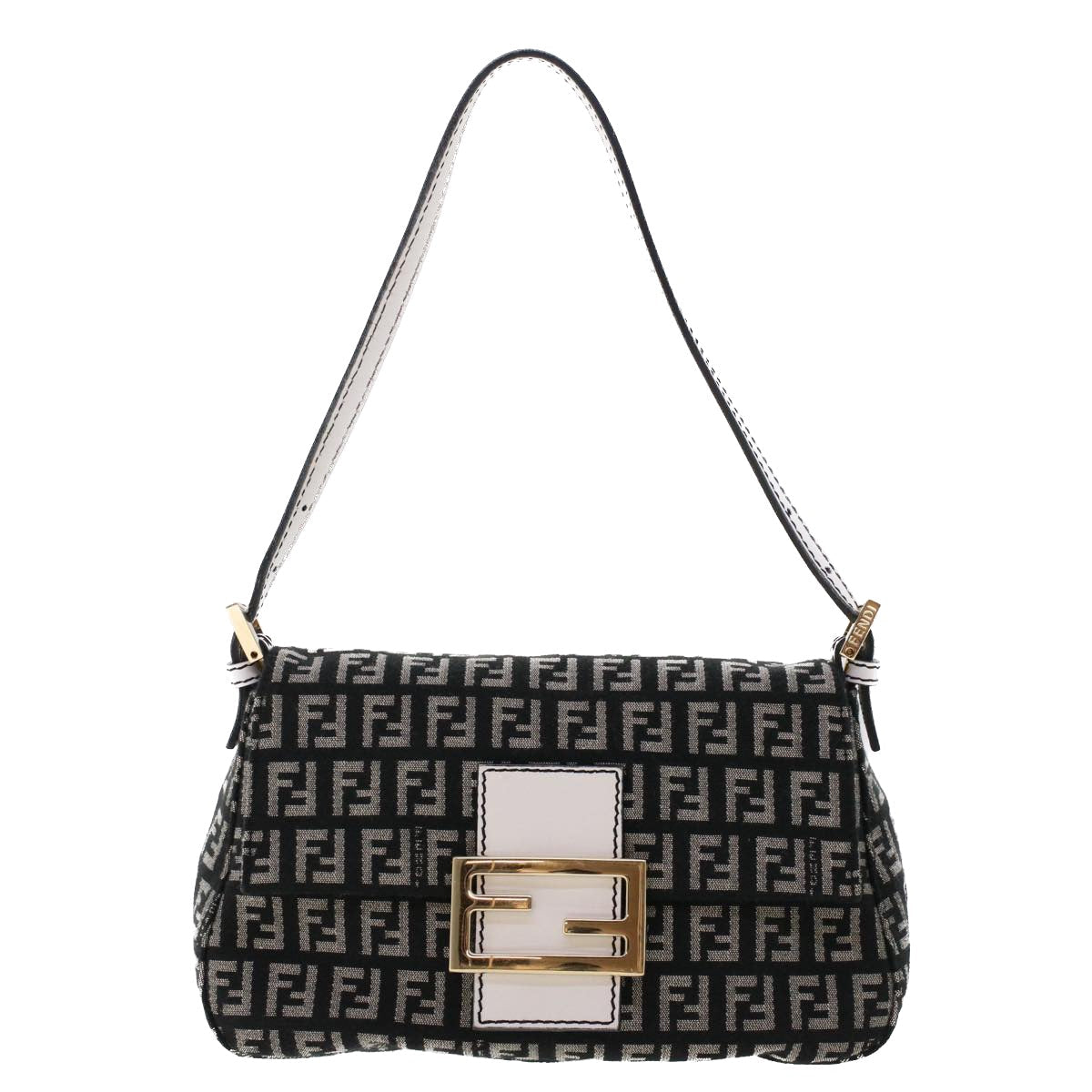 FENDI Zucchino Canvas Mini mamma bucket Hand Bag Black