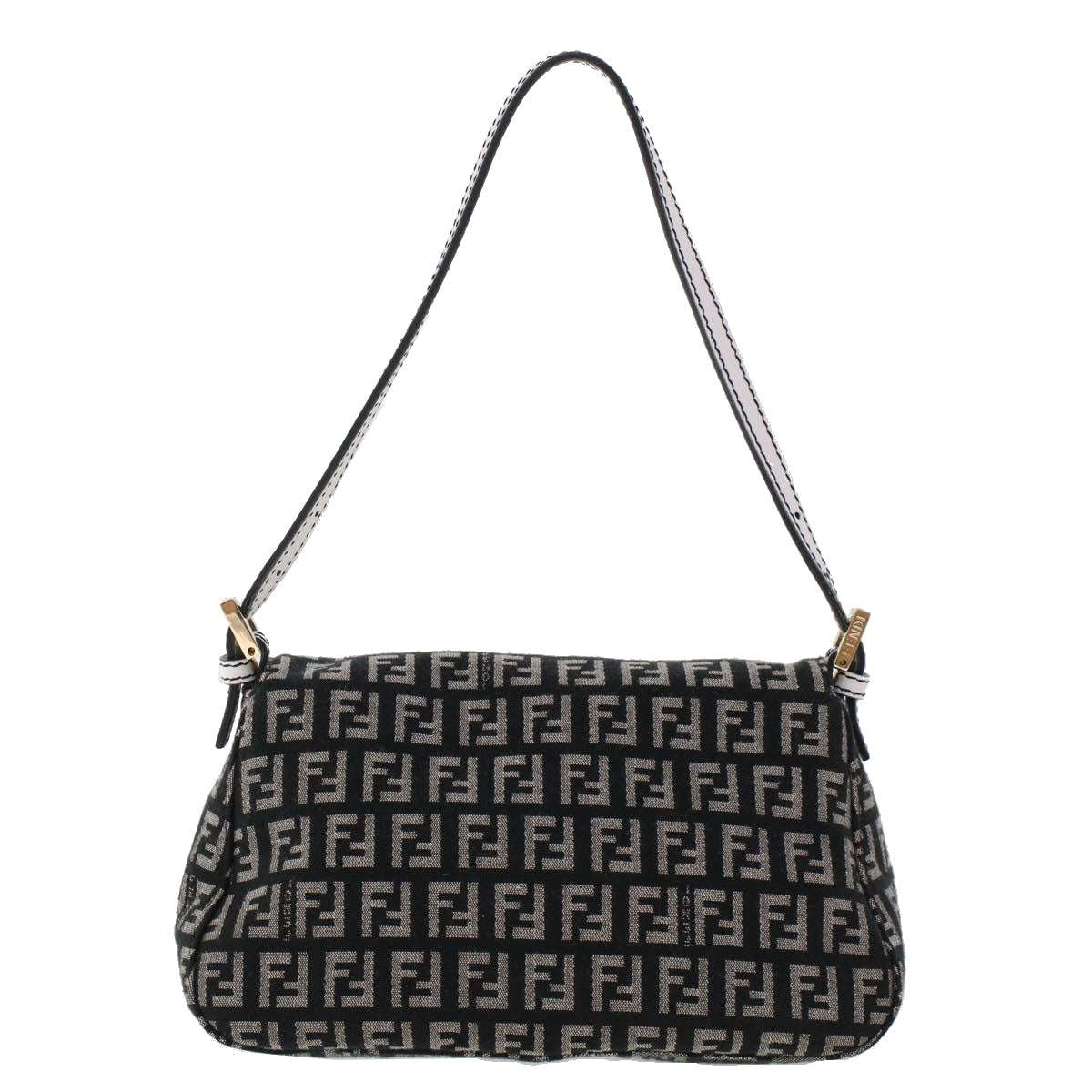 FENDI Zucchino Canvas Mini mamma bucket Hand Bag Black