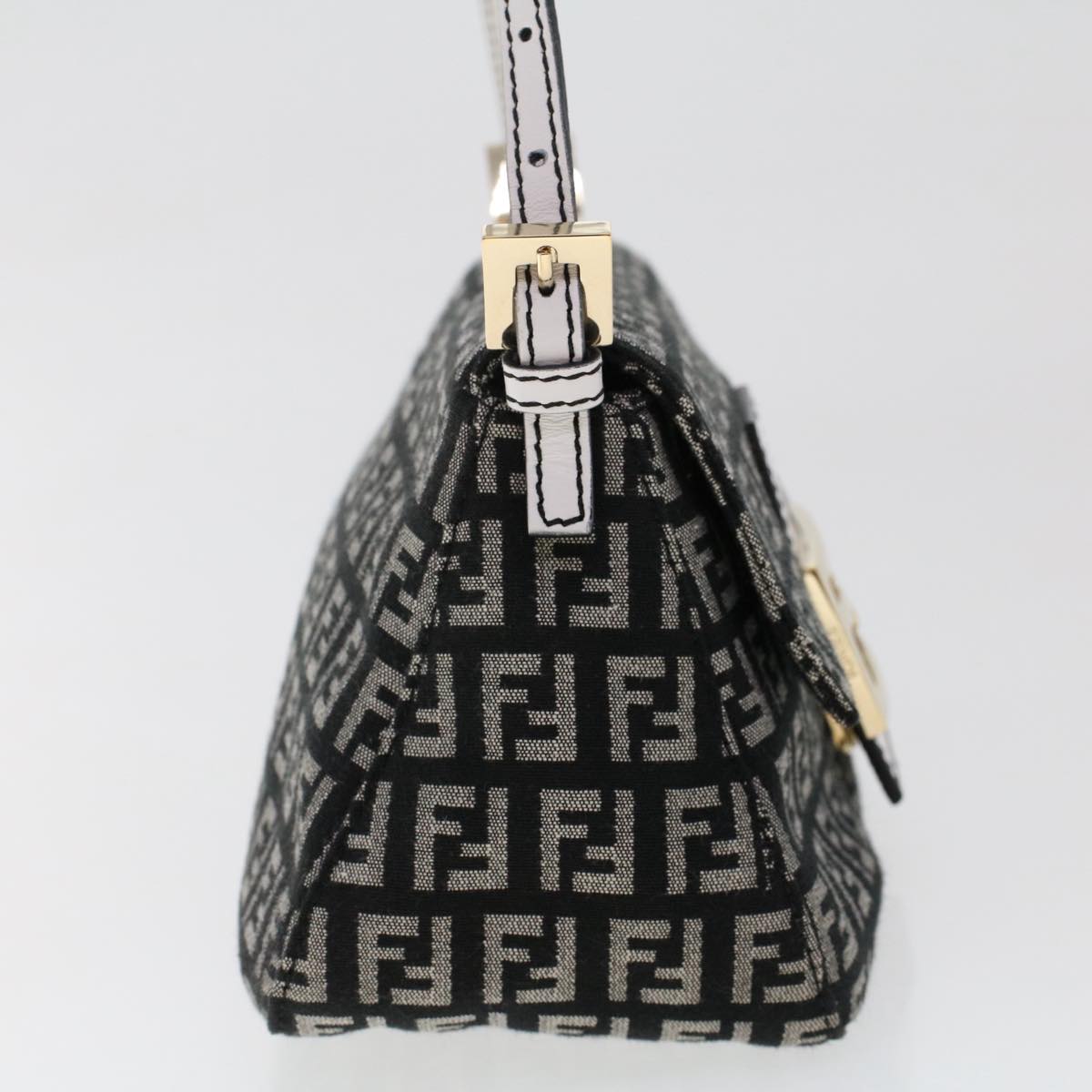 FENDI Zucchino Canvas Mini mamma bucket Hand Bag Black