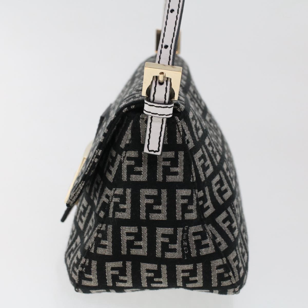 FENDI Zucchino Canvas Mini mamma bucket Hand Bag Black