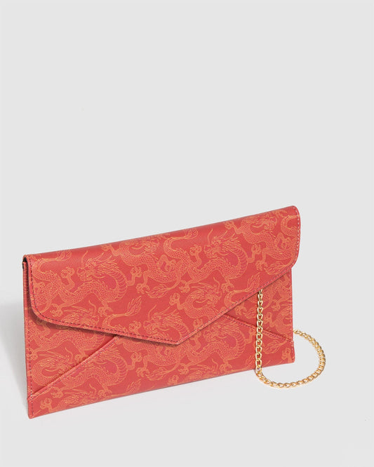 Dragon Print Kelly Envelope Clutch Bag