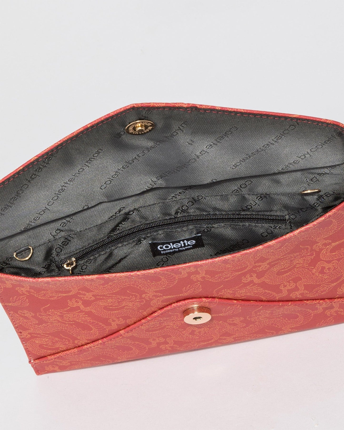 Dragon Print Kelly Envelope Clutch Bag